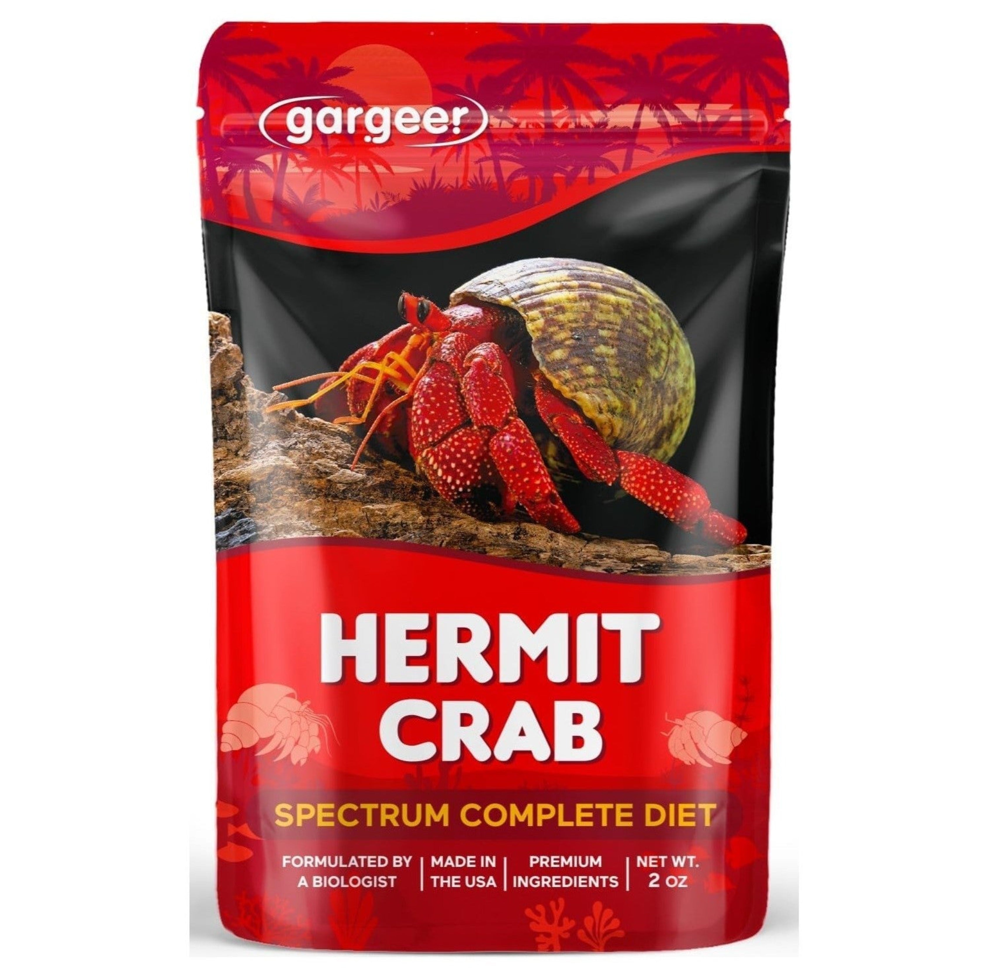 Gargeer 2oz Hermit Crab Spectrum Complete Diet. Easily Digested, Non-GMO Premium Ingredients Only. Strengthen, Beautify Crab’s Exoskeleton & Support All Nutritional and Immune System Needs. Enjoy!