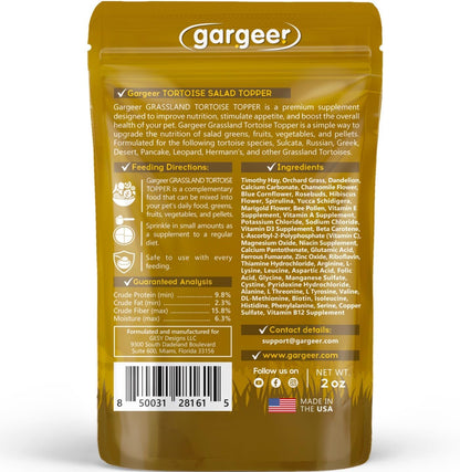 Gargeer Desert | Grassland Tortoise Salad Topper: Supercharge Healthy Diet Supplement - Essential Nutrition Care Blend for Strength & Robust Immune System in Juveniles & Adults 2oz