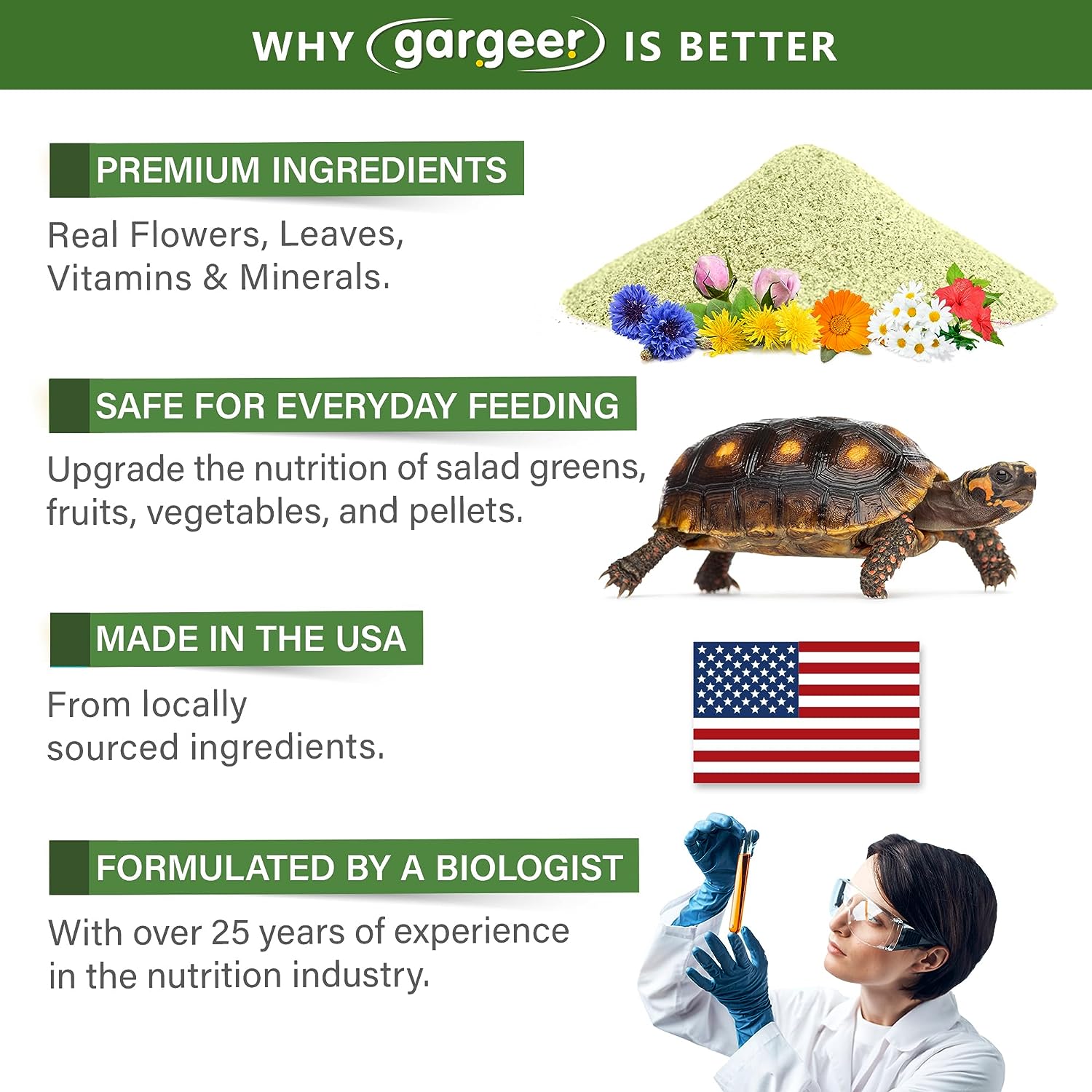 Gargeer Forest Tortoise Salad Topper: Supercharge Healthy Diet Supplement - Essential Nutrition Care Blend for Strength & Robust Immune System in Juveniles & Adults. 2oz
