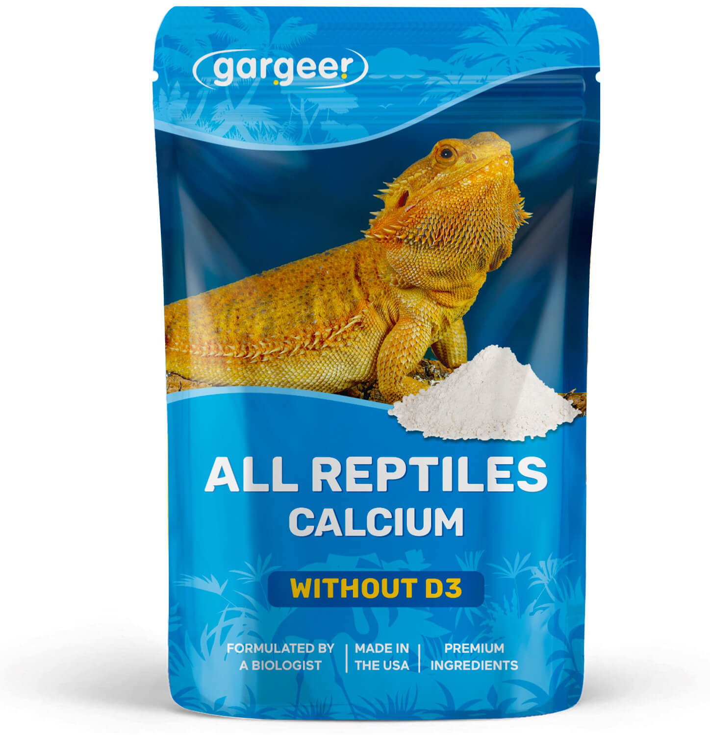 Gargeer 4oz All Reptile Calcium Powder, Phosphorus-Free Ultrafine Powder, Pure Dust With or Without Vitamin D3, Ready to Use for All Reptiles, Lizards & Amphibians Supplement