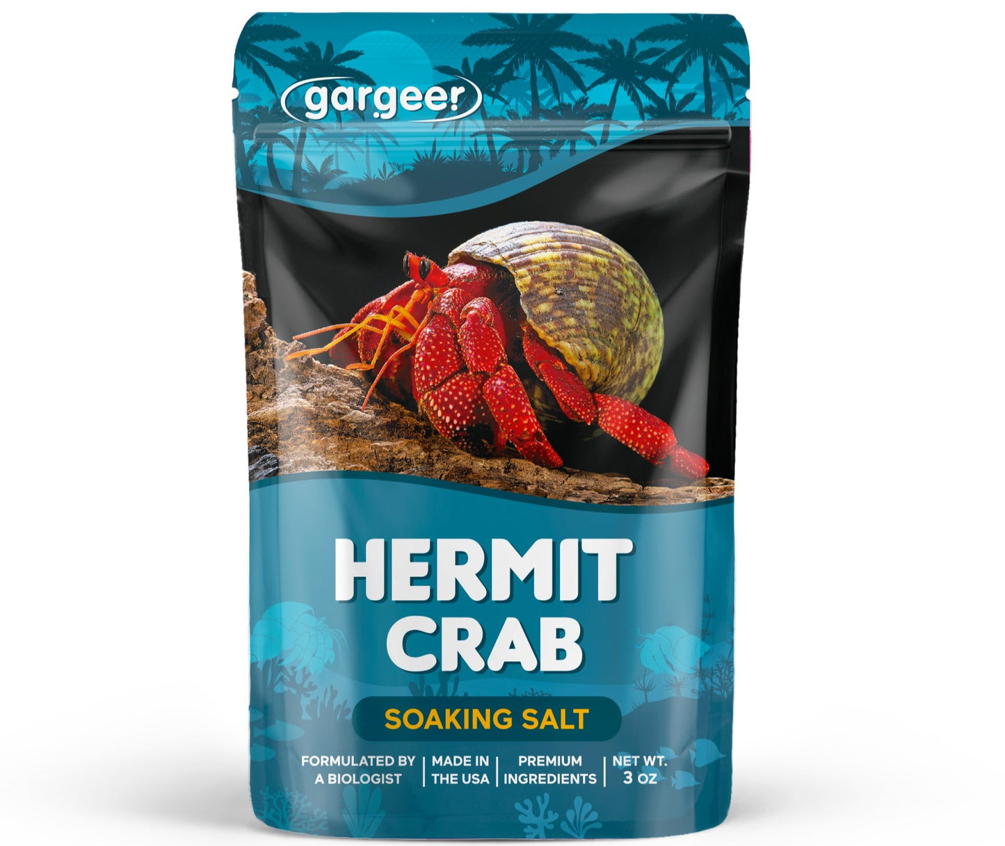 Gargeer Hermit Crab Soaking Salt, Ocean-Like Environment, Includes Calcium and Trace Minerals, No additives or Harmful Ingredients. for Optimal Health and Well-Being