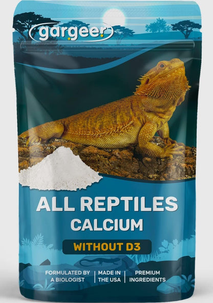 Gargeer 4oz All Reptile Calcium Powder, Phosphorus-Free Ultrafine Powder, Pure Dust With or Without Vitamin D3, Ready to Use for All Reptiles, Lizards & Amphibians Supplement