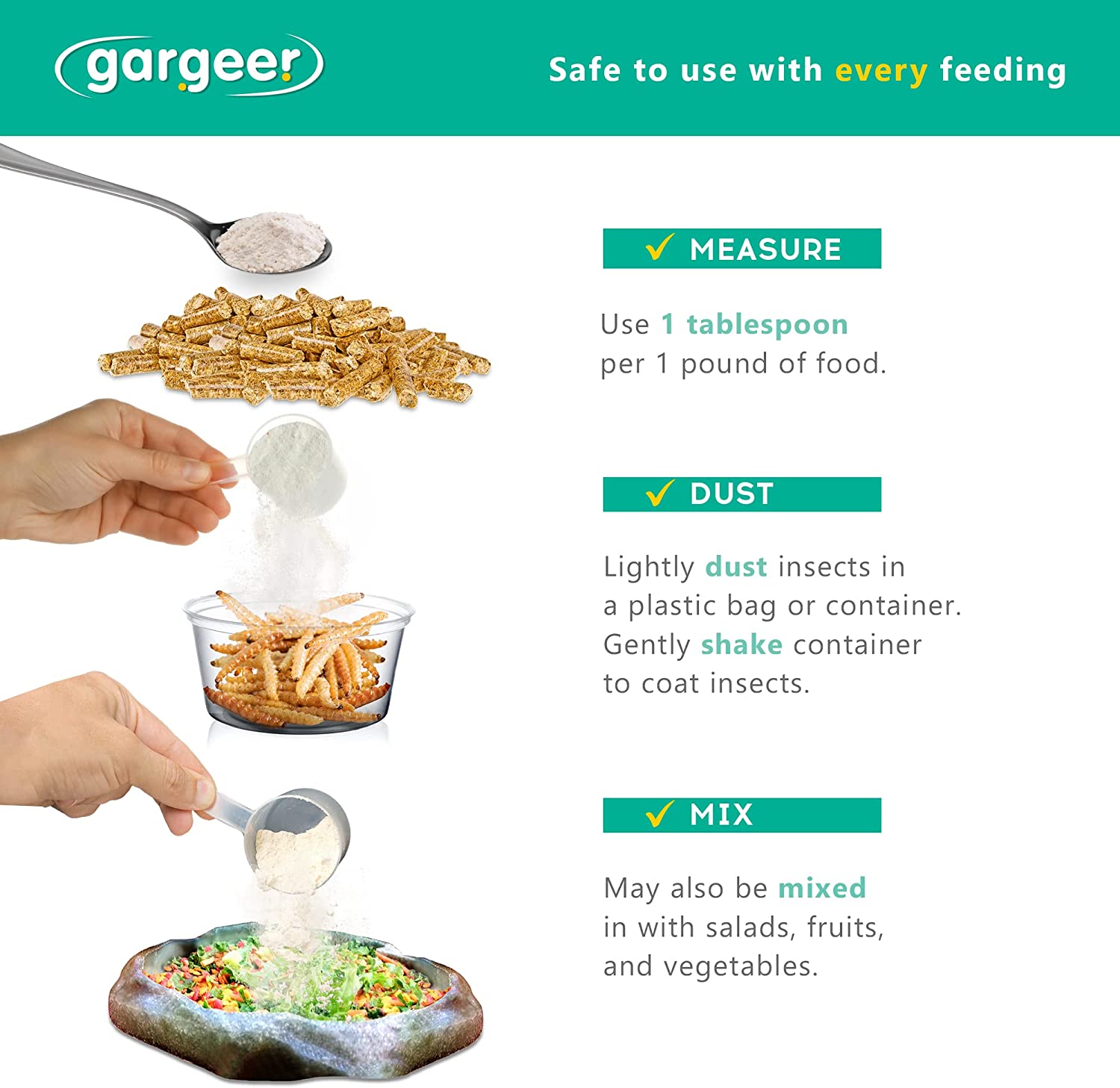 Gargeer 4oz All Reptile Fruit Blend Calcium with Vitamin D3, Phosphorus-Free, Ultrafine Powder