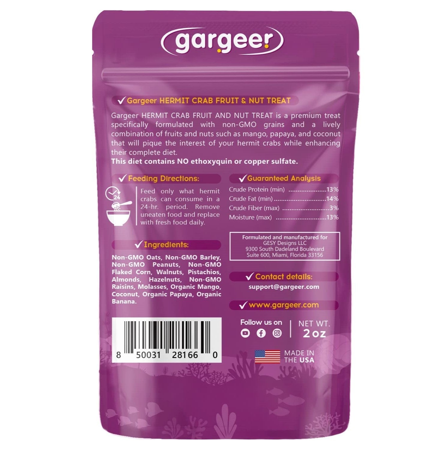 Gargeer Hermit Crab Fruit and Nuts Treat. Non-GMO Yummy Premium Ingredients, to Meet All Nutritional Needs