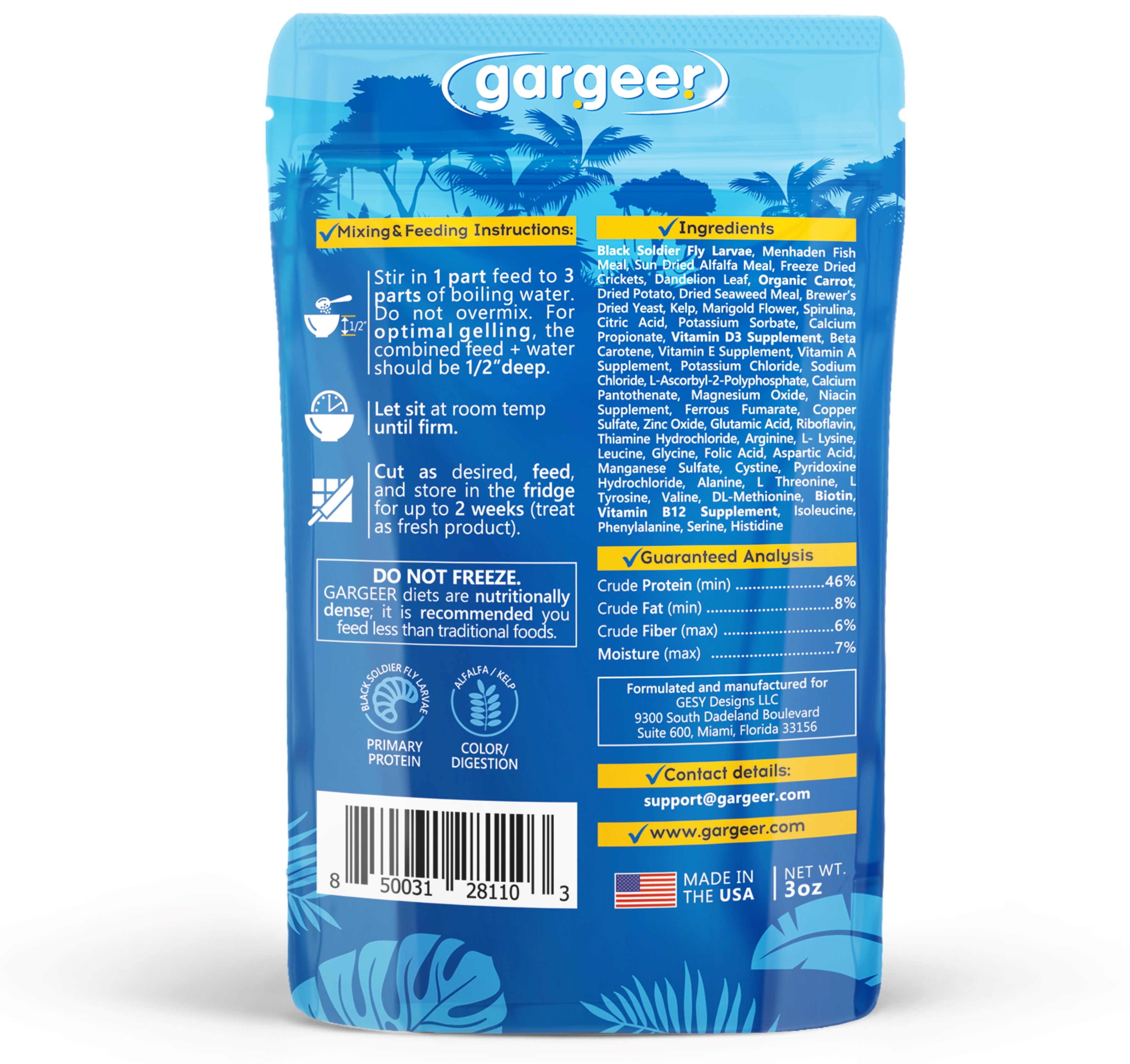 Bearded Dragon Food Complete Gel Diet for Both Juveniles and Adults