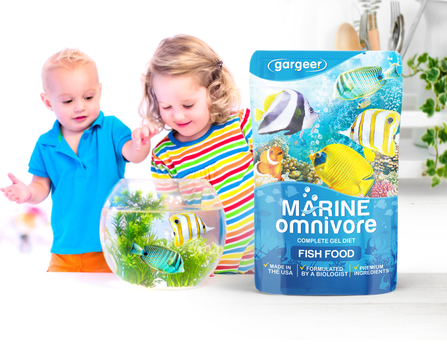 Marine Omnivore Fish Food Complete Saltwater Fish Gel Diet for Both Juveniles & Adults