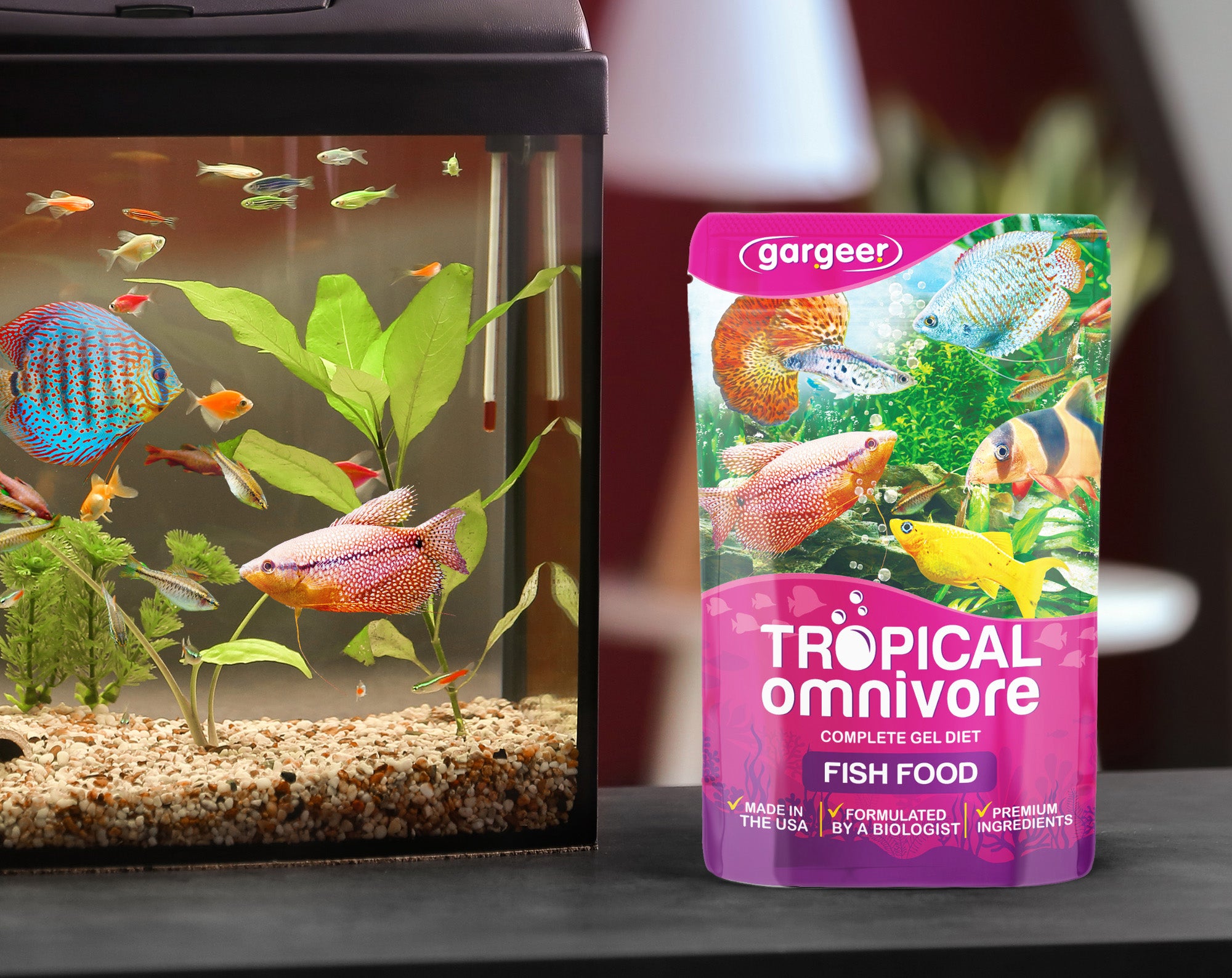 3oz Tropical Omnivore Fish Food Complete Fresh Water Fish Gel Diet for Both Juveniles & Adults