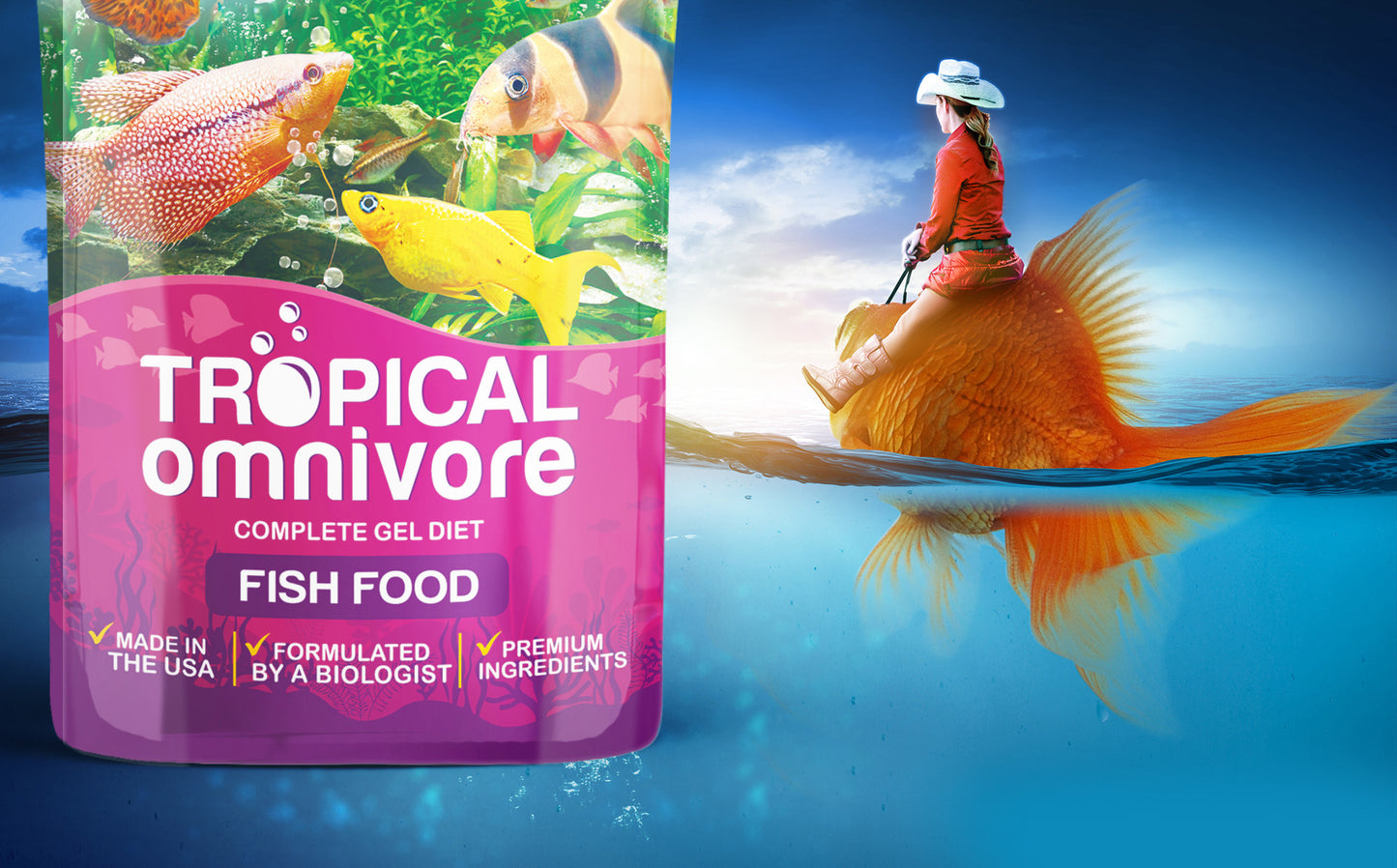 3oz Tropical Omnivore Fish Food Complete Fresh Water Fish Gel Diet for Both Juveniles & Adults