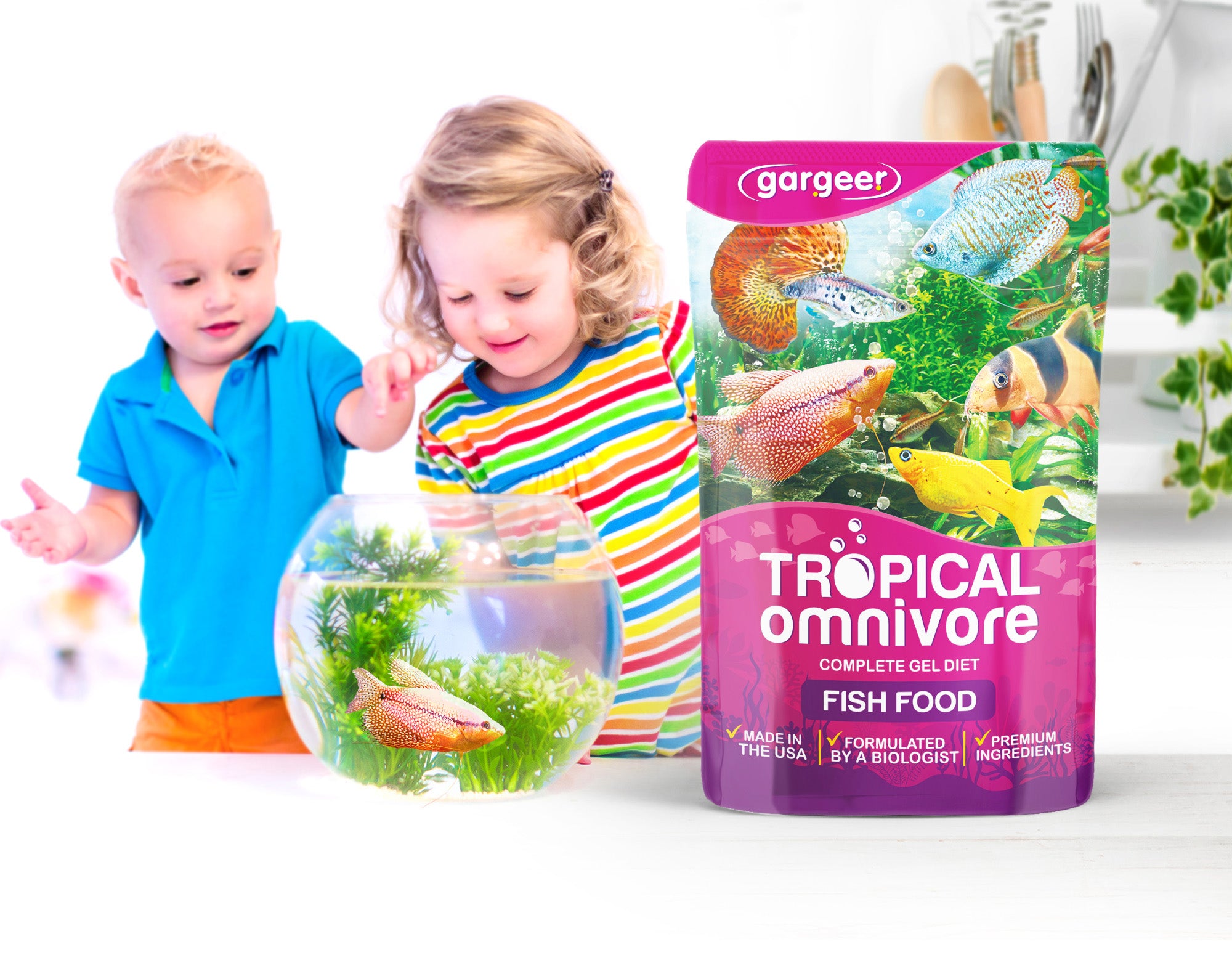 3oz Tropical Omnivore Fish Food Complete Fresh Water Fish Gel Diet for Both Juveniles & Adults