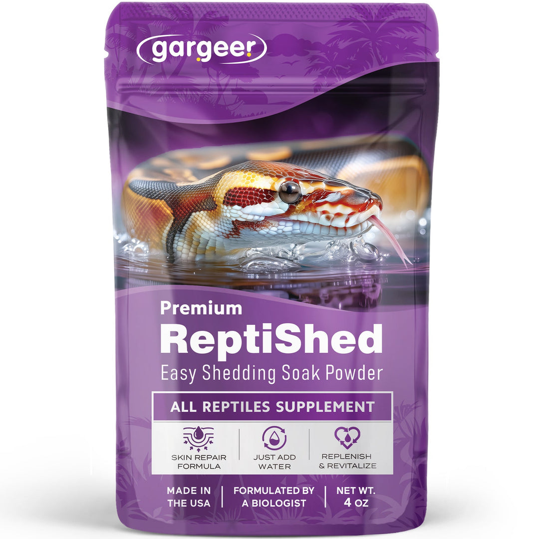 Front of the pouch of shedding aid soak powder for stuck shed for all reptiles