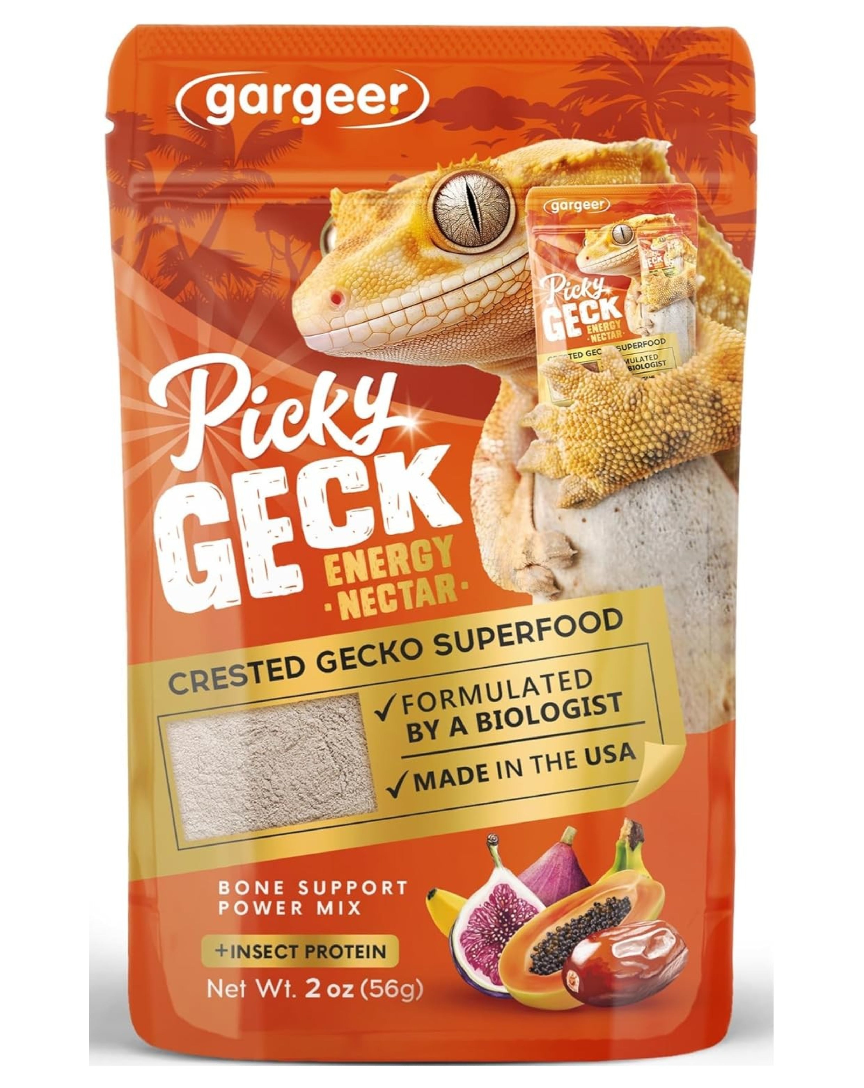 Gargeer 'Picky Geck' Energy Nectar - Premium Crested Gecko Food | Calcium-Rich Fruit Formula for Bone Strength & Energy Support | No Fillers - Only Premium Ingredients | 2oz | Made in USA. Enjoy!