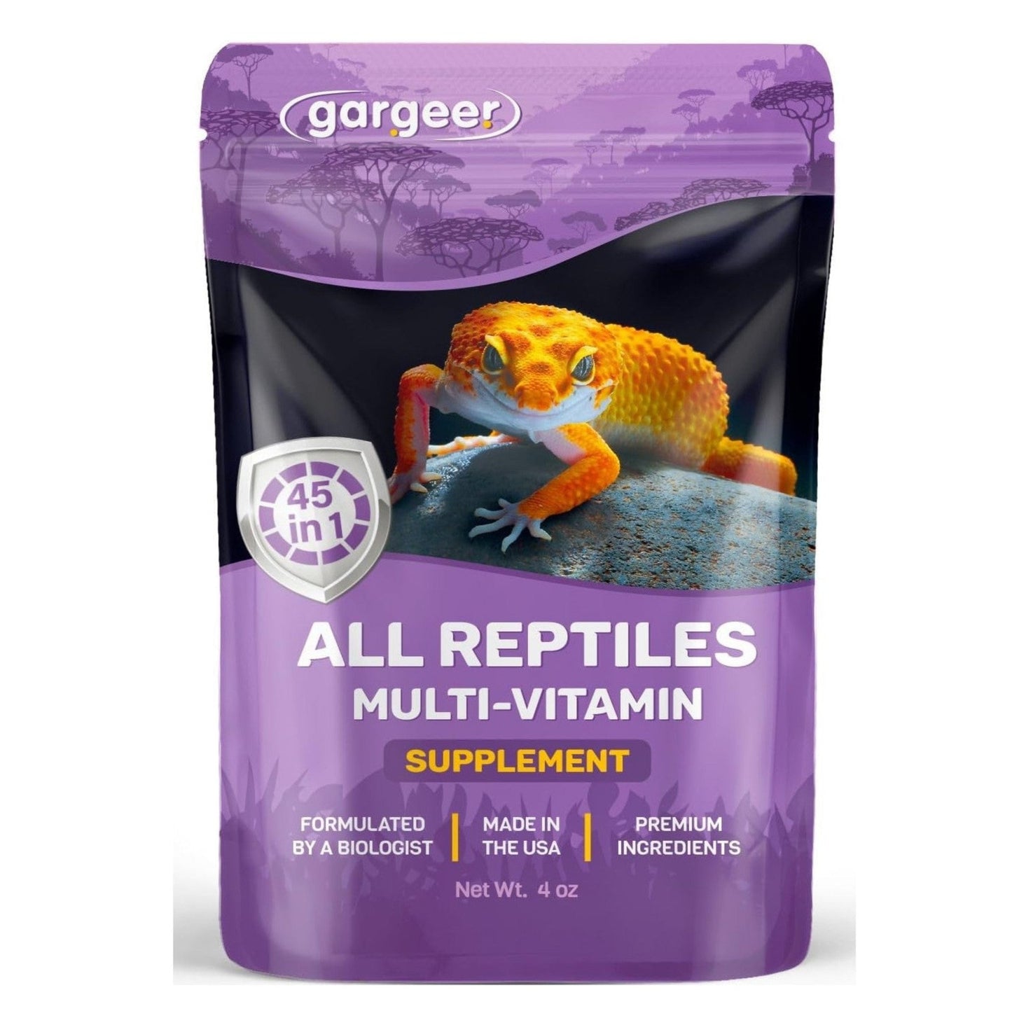 4oz All Reptile & Amphibian Multi-Vitamin Powder. Premium Supplement, Supports Growth, Recovery, and Development. Boosted with Minerals, Carotenoids, and Amino Acids. Made in USA. Enjoy!