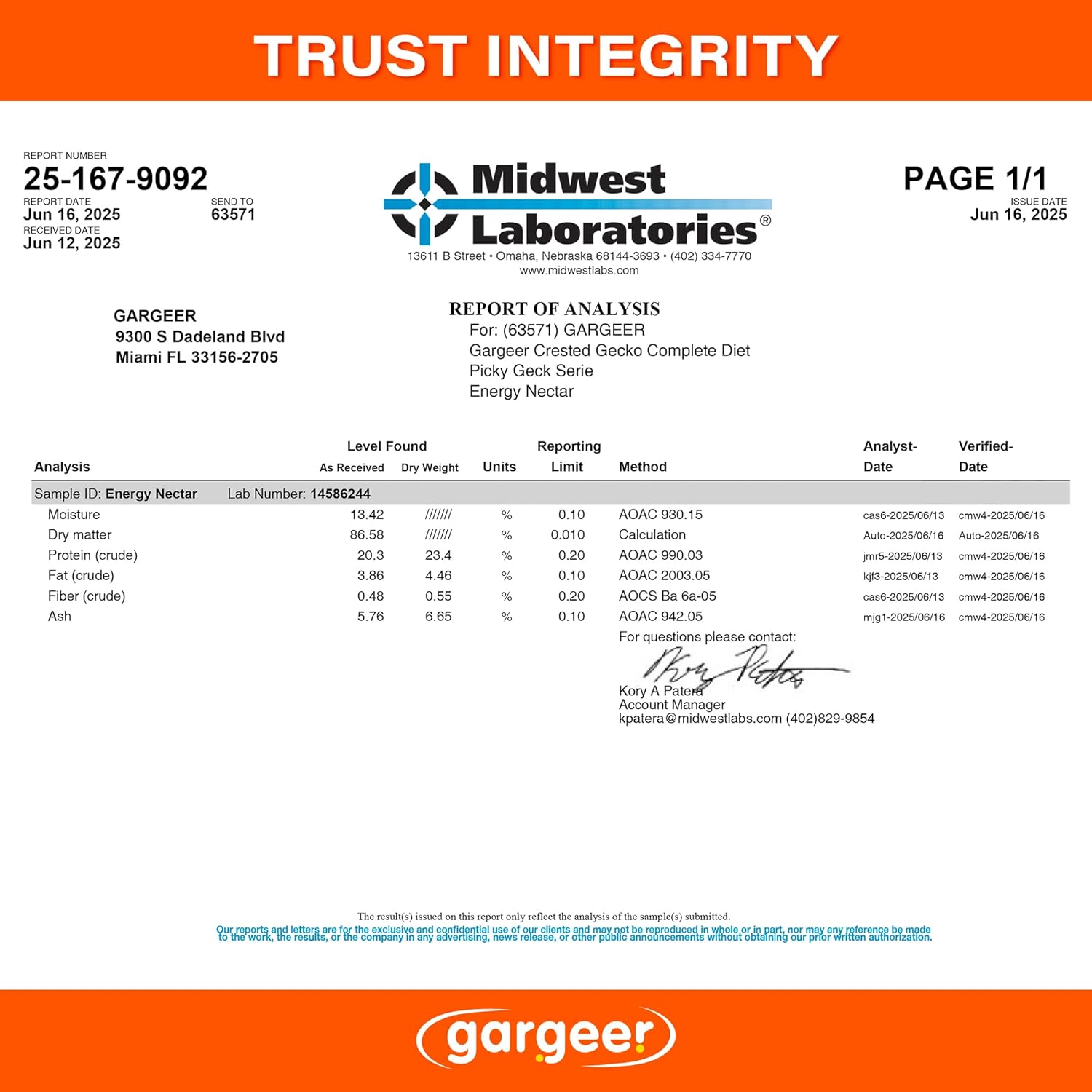 Gargeer 'Picky Geck' Energy Nectar - Premium Crested Gecko Food | Calcium-Rich Fruit Formula for Bone Strength & Energy Support | No Fillers - Only Premium Ingredients | 2oz | Made in USA. Enjoy!