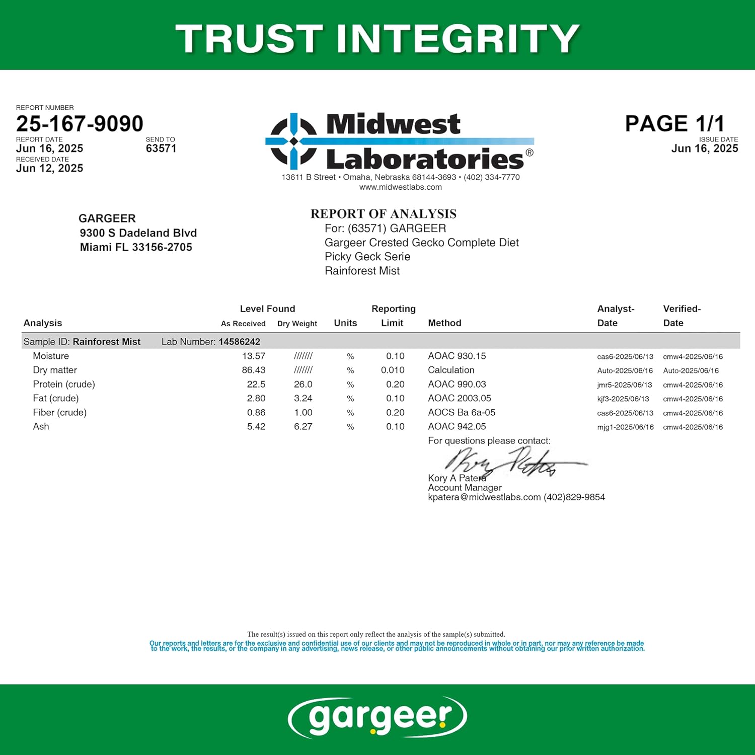 Gargeer 'Picky Geck' Rainforest Mist - Premium Crested Gecko Food | Immune & Digestion Support with Banana, Papaya, Fig & Blueberry | No Fillers - Only Premium Ingredients | 2oz | Made in USA. Enjoy!