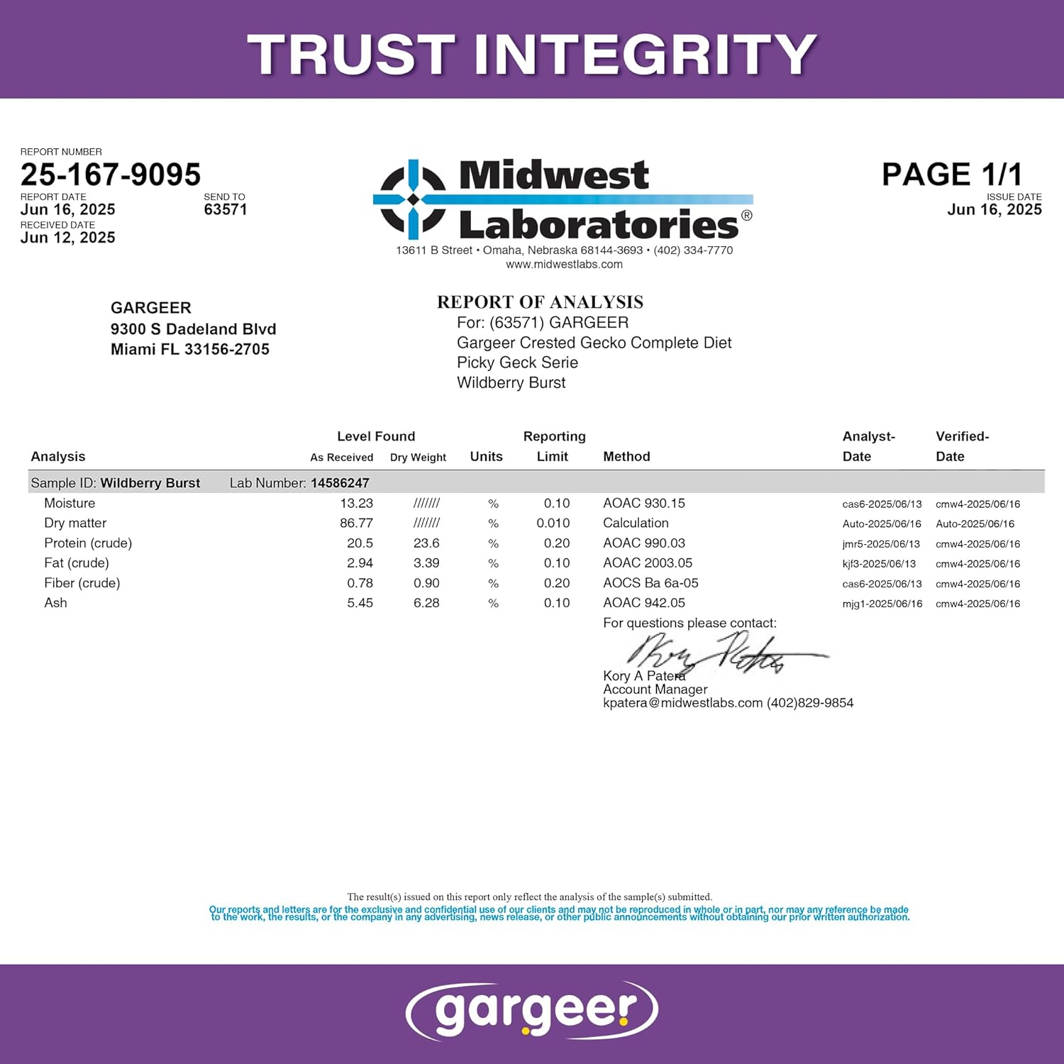 Gargeer 'Picky Geck' Wildberry Burst - Premium Crested Gecko Food | Antioxidant & Immune Support Formula | Real Fruit & Insect Protein | No Fillers - Only Premium Ingredients | 2oz | Made in USA. Enjoy !