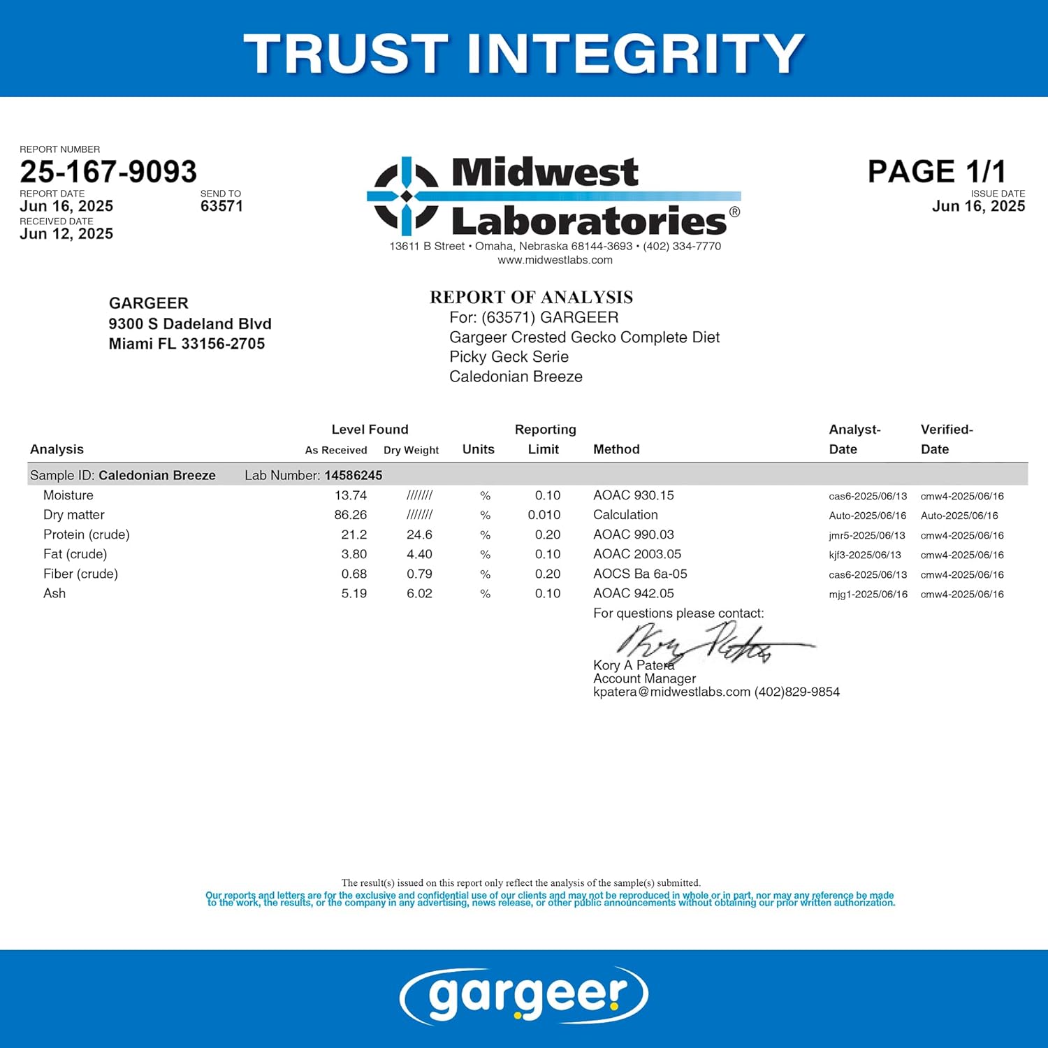 Gargeer 'Picky Geck' Caledonian Breeze - Premium Crested Gecko Food | Tropical Fruit Formula for Digestion & Eye Support | No Fillers - Only Premium Ingredients | 2oz | Made in USA. Enjoy !