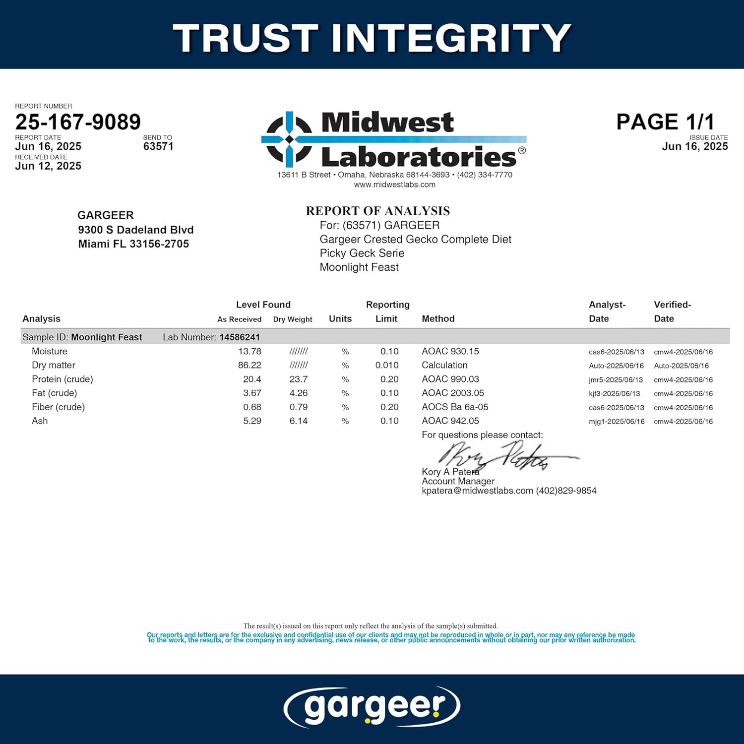 Gargeer 'Picky Geck' Moonlight Feast - Premium Crested Gecko Food | Vision & Metabolism Support with Premium Fruit Blend | No Fillers - Only Premium Ingredients | 2oz | Made in USA. Enjoy!