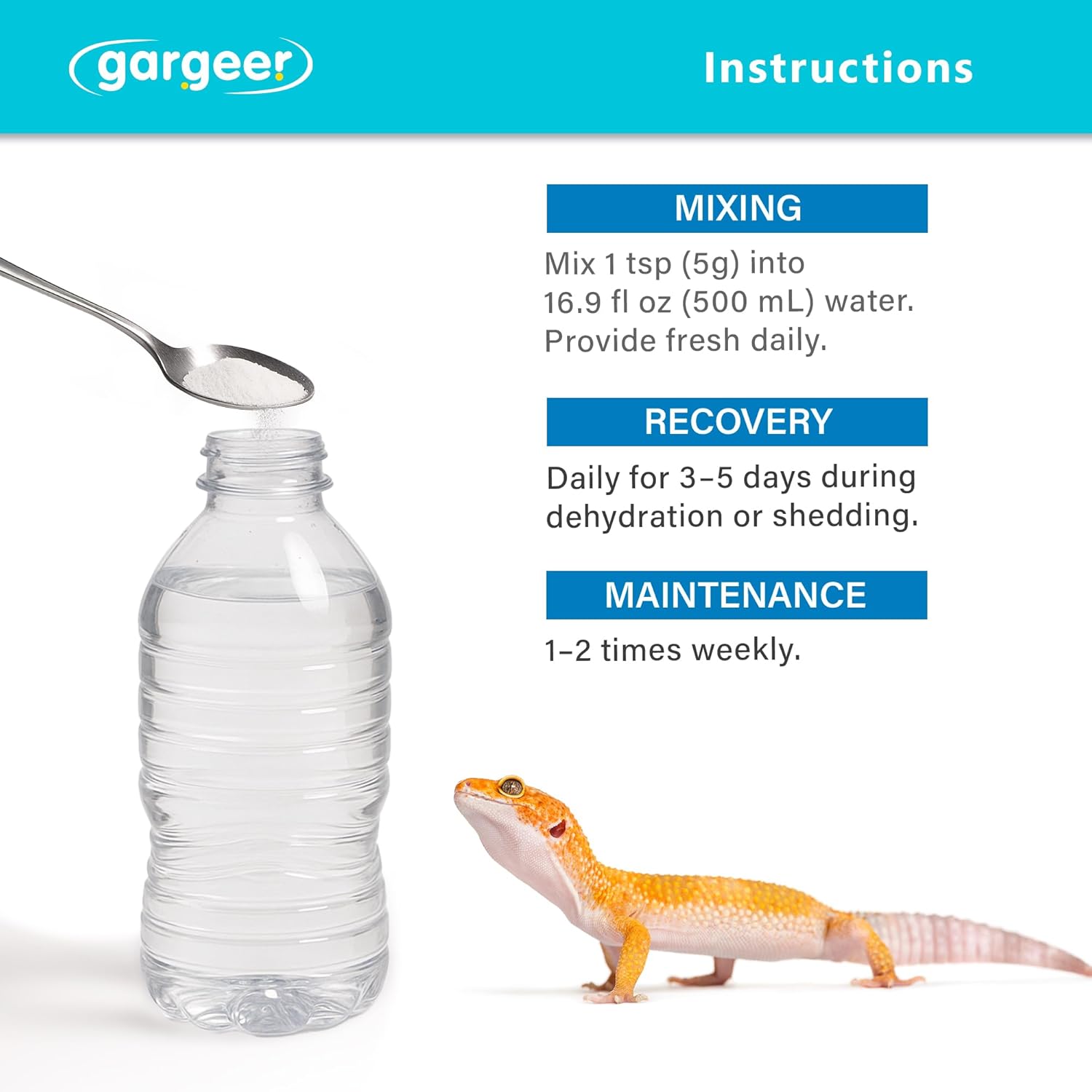 ReptiLyte Premium Electrolyte Drink Supplement for Reptiles | Daily Hydration & Wellness Support | Bearded Dragons, Geckos, Lizards, Tortoises, Snakes | 3.5oz | Made in USA. Enjoy!