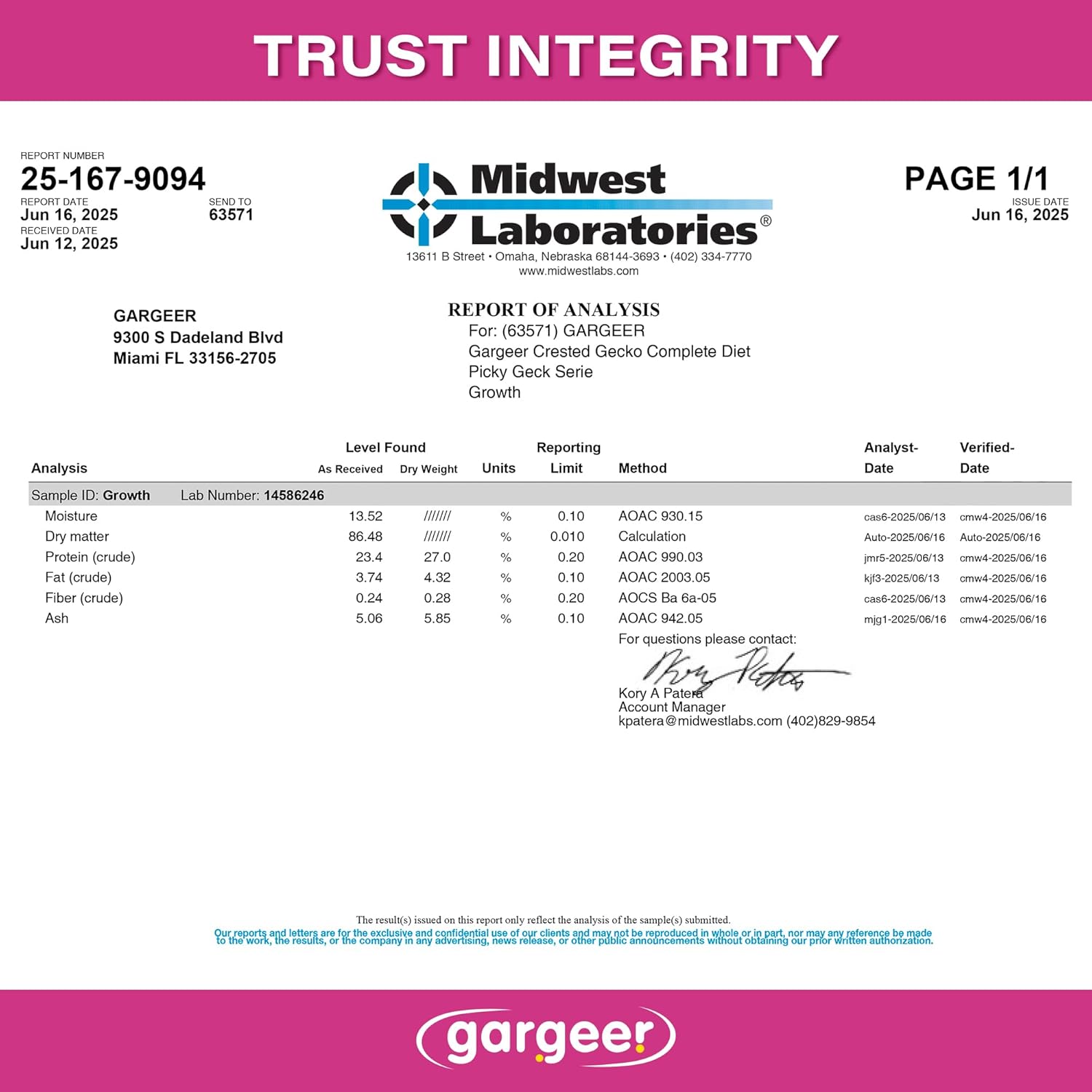 Gargeer 'Picky Geck' Growth - Premium Crested Gecko Food | High-Protein Fruit Formula for Bone & Muscle Support | No Fillers - Only Premium Ingredients | 2oz | Made in USA. Enjoy !