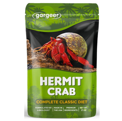 Gargeer Hermit Crab Complete Diet. Non-GMO Premium Ingredients, for All Nutritional and Immune System Needs. 2oz Granular Textured ‘Surprise Your Crab’ Meal. Enjoy!