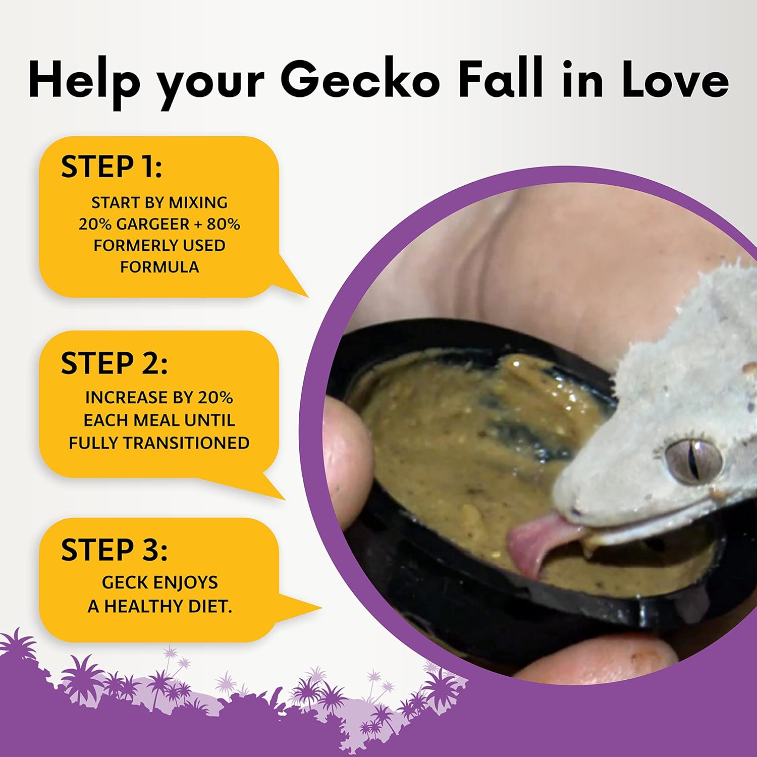 Complete Crested Gecko Food Diet. Premium Mix, Ready to Use Freshly Made Powder. Unique Formula, Developed & Made in The USA. Enjoy! (Tropical + Insects Protein)