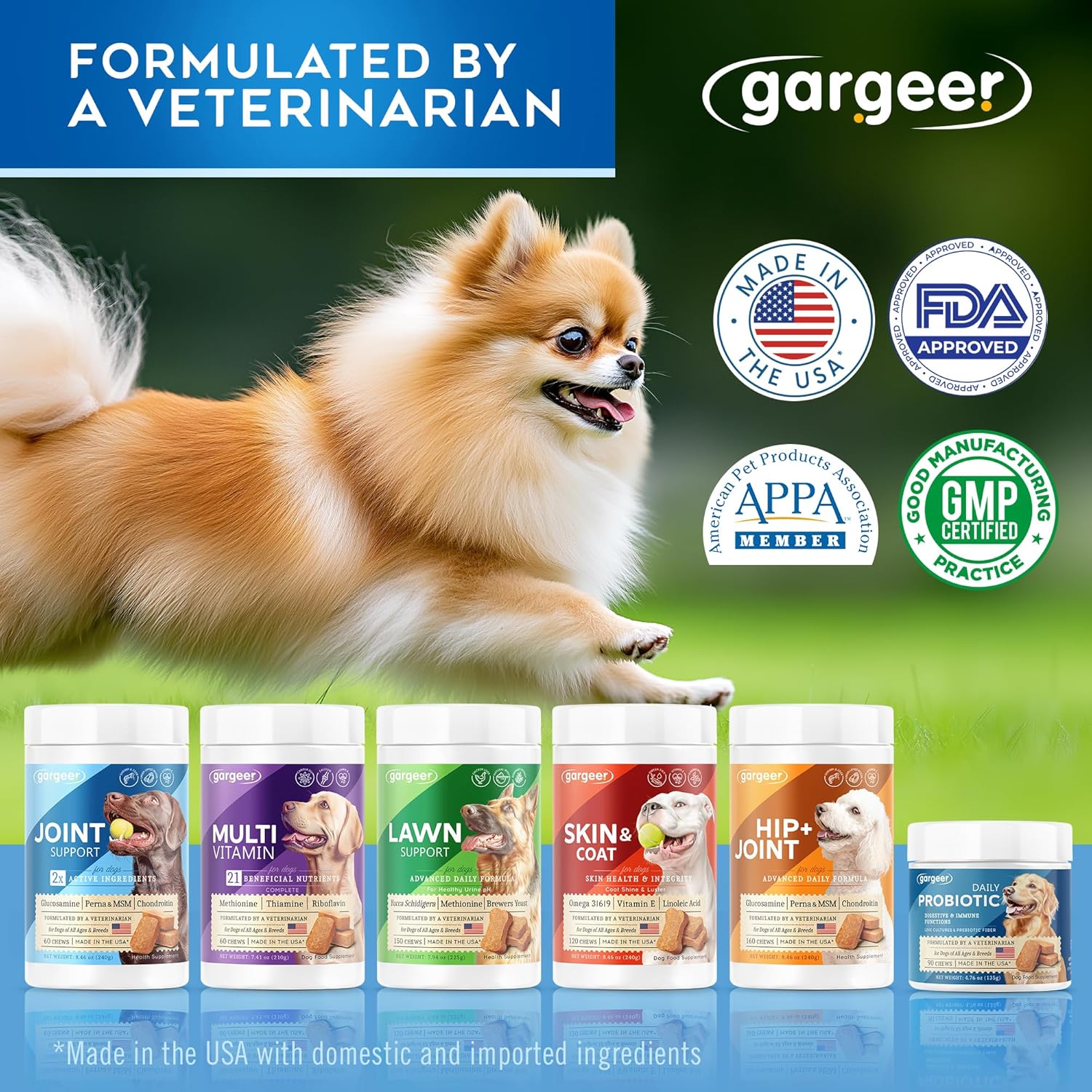 Gargeer Daily Probiotics & Prebiotics for Dogs. Supports Healthy Digestion, Gut Flora & Proper Immune System. for All Dog Breeds & Ages, 60 Delicious Duck Flavored Soft Chews. Made in The USA. Enjoy!