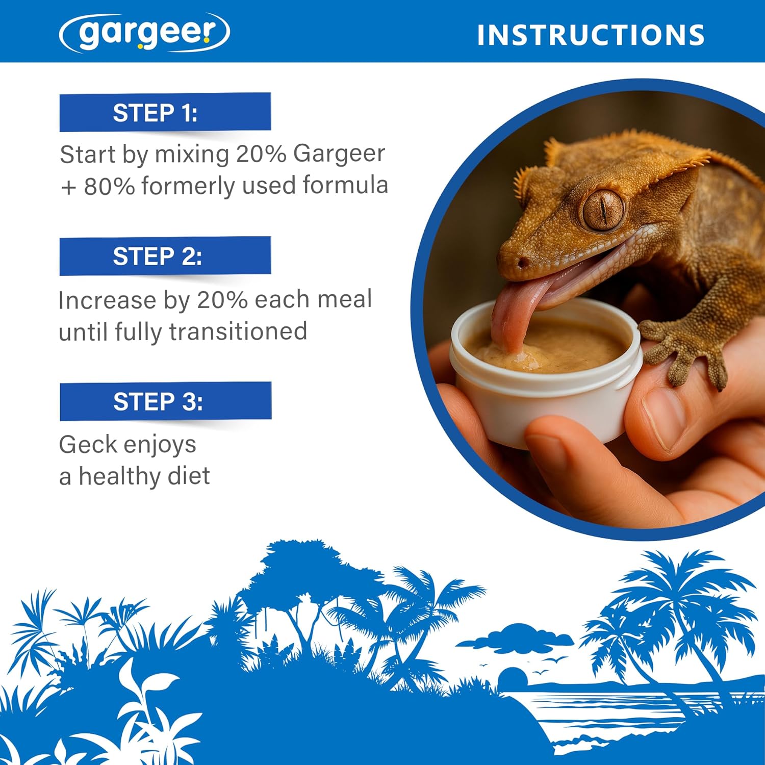 Gargeer 'Picky Geck' Caledonian Breeze - Premium Crested Gecko Food | Tropical Fruit Formula for Digestion & Eye Support | No Fillers - Only Premium Ingredients | 2oz | Made in USA. Enjoy !