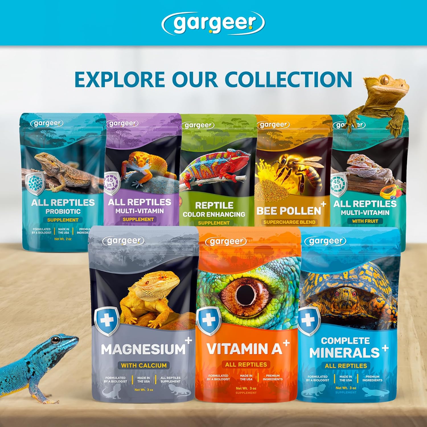 'Complete Minerals Plus' Supplement for All Reptiles | Supports Strong Bones, Shell, Skin, Muscle Function, Metabolism & Clay Minerals Boost | Lizards, Turtles & Tortoises | 3oz | Made in USA. Enjoy!