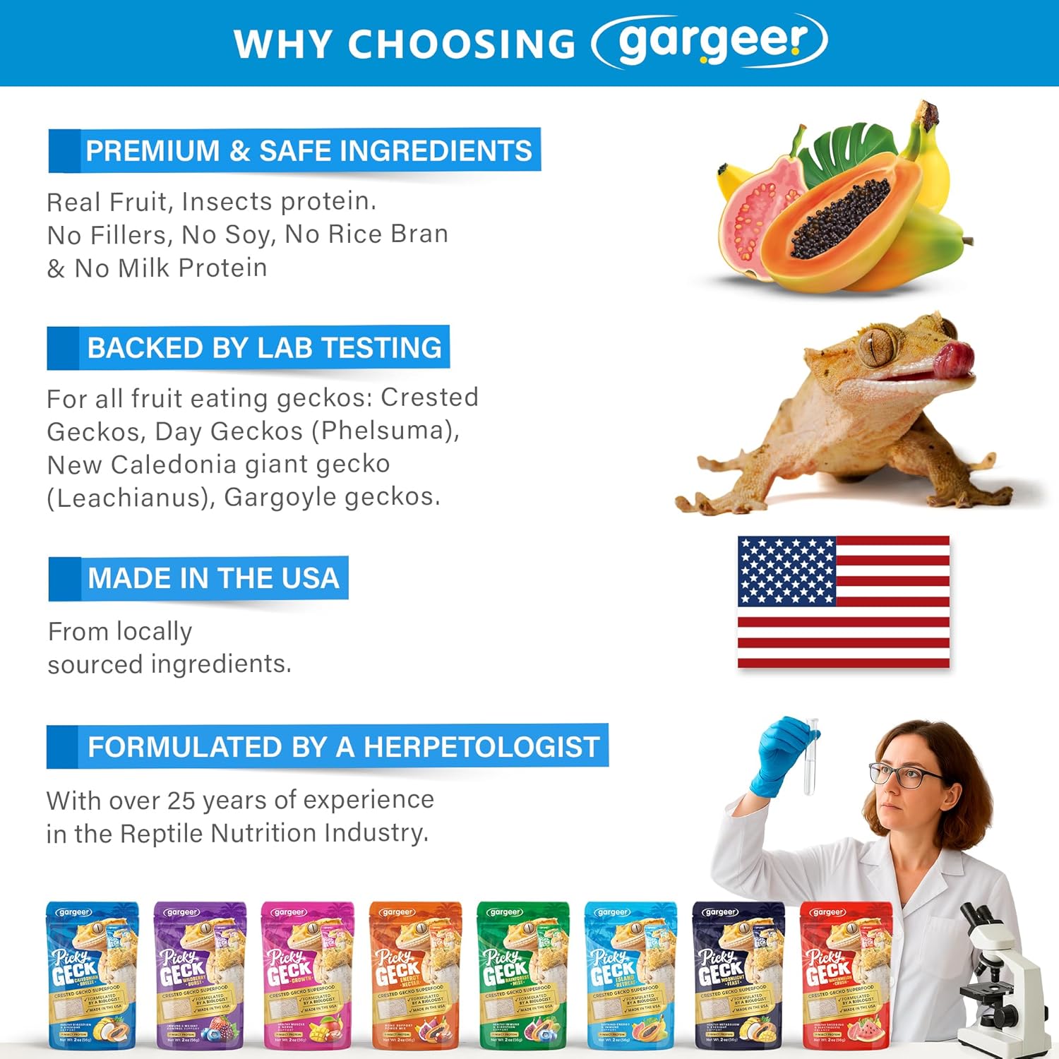 Gargeer 'Picky Geck' Island Retreat - Premium Crested Gecko Food | Sustained Energy & Immune Boost with Premium Tropical Fruit Blend | No Fillers, No Rice Bran - Only Premium Ingredients | 2oz | Made in USA. Enjoy!