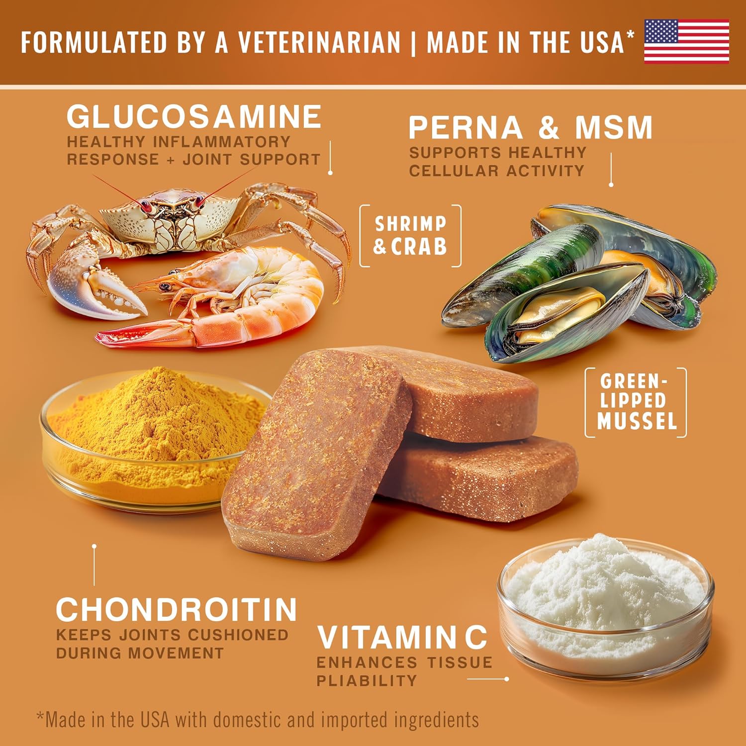 Gargeer Hip & Joint Mobility Health Supplement. Rich with Natural Glucosamine, MSM and Green Lipped Mussel. Vet Created - For All Dog Breeds & Ages. 160 Duck Flavor Soft Chews. Made in the USA. Enjoy!