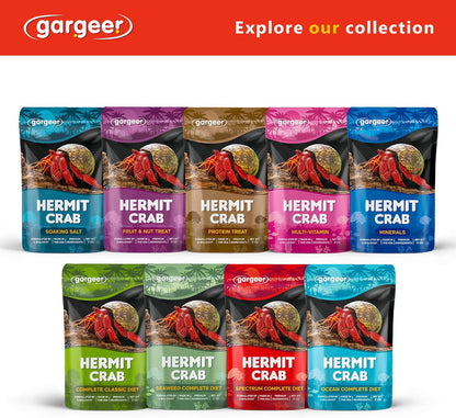 Gargeer 2oz Hermit Crab Spectrum Complete Diet. Easily Digested, Non-GMO Premium Ingredients Only. Strengthen, Beautify Crab’s Exoskeleton & Support All Nutritional and Immune System Needs. Enjoy!