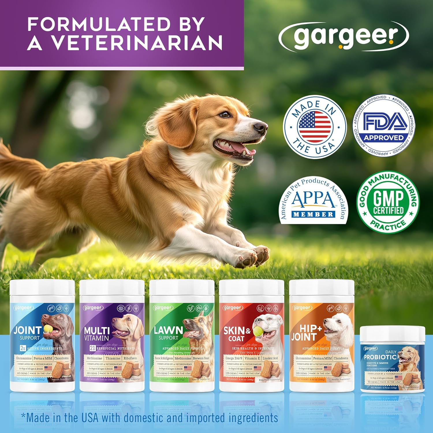 Gargeer Dog Multivitamin 21-in-1 Chews for Dogs. Rich with Fatty Acids & Antioxidants. Supports Healthy Gut, Mobility & Immune System. for Seniors and Puppies – 60 Soft Chews, Made in The USA, Enjoy!