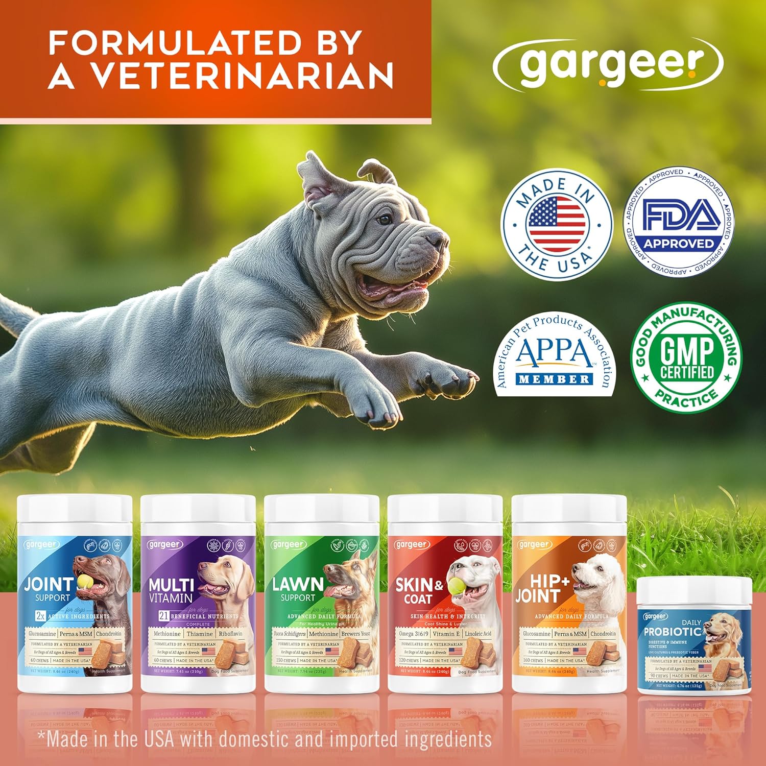 Gargeer Shiny Coat Omega 3-6-9 Supplement. Itchy Skin Relief & Seasonal Allergies Support. Packed with Fatty Acids for Skin & Coat Defense. USA Vet Created - Vegetable Flavor – 120 Soft Chews. Enjoy!