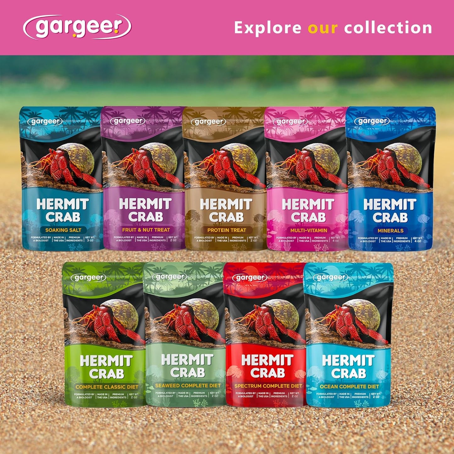 Gargeer 4oz Hermit Crab Vitamin Supplement. Premium Trace Minerals to Attract Your Hermit Crab, Promote Optimal Growth, Exoskeleton Formation, and Support The Molting Process. Enjoy!