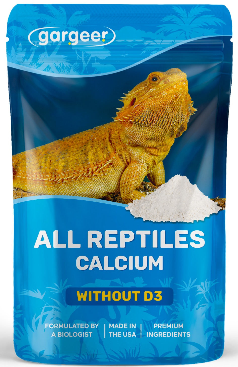 Gargeer 4oz All Reptile Calcium Powder, Phosphorus-Free Ultrafine Powder, Pure Dust With or Without Vitamin D3, Ready to Use for All Reptiles, Lizards & Amphibians Supplement