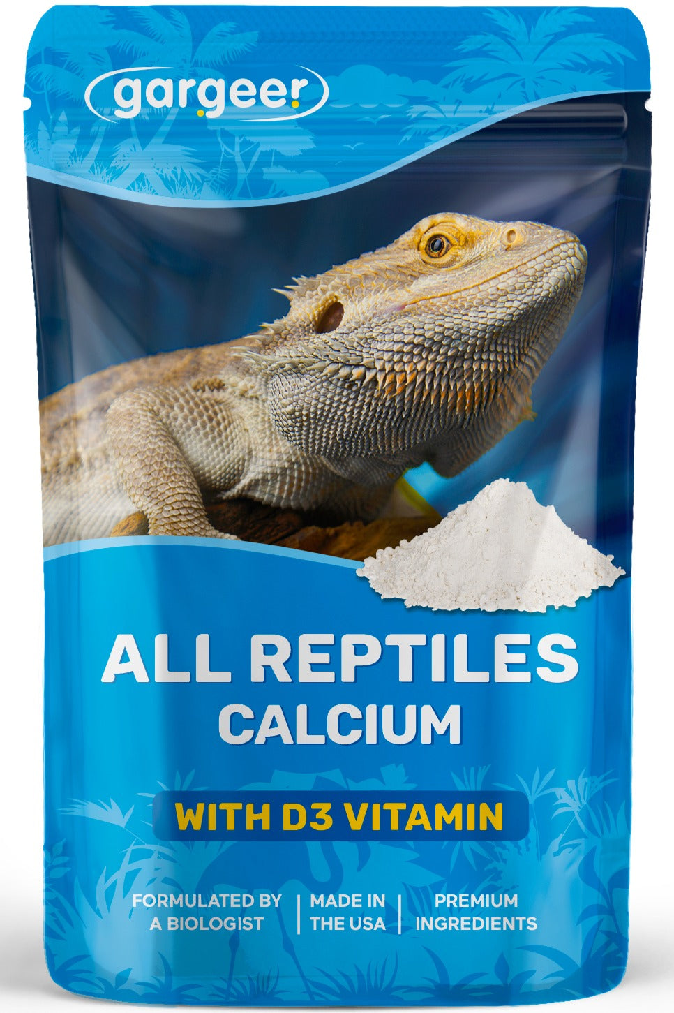 Gargeer 4oz All Reptile Calcium Powder, Phosphorus-Free Ultrafine Powder, Pure Dust With or Without Vitamin D3, Ready to Use for All Reptiles, Lizards & Amphibians Supplement