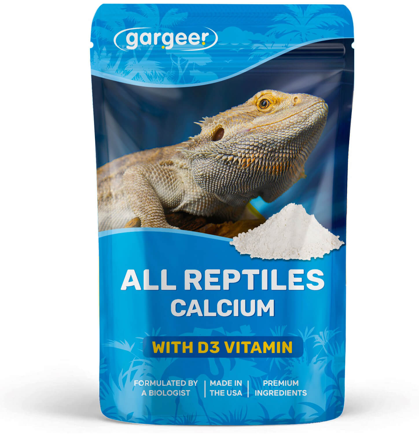 Gargeer 4oz All Reptile Calcium Powder, Phosphorus-Free Ultrafine Powder, Pure Dust With or Without Vitamin D3, Ready to Use for All Reptiles, Lizards & Amphibians Supplement