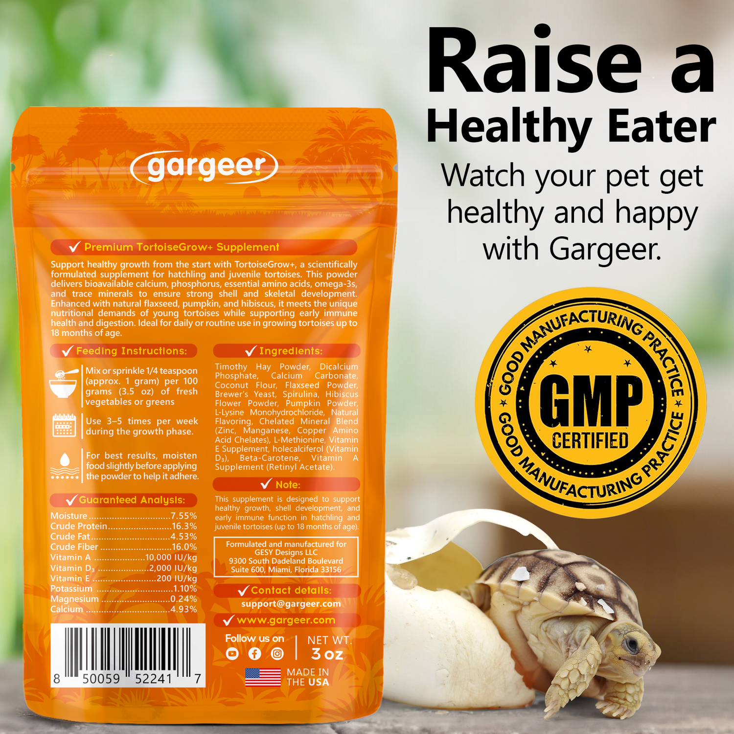 Tortoise Juvenile Growth Support Supplement
