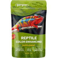 Front of the pouch of color enhancer supplement with minerals and vitamins for all reptiles