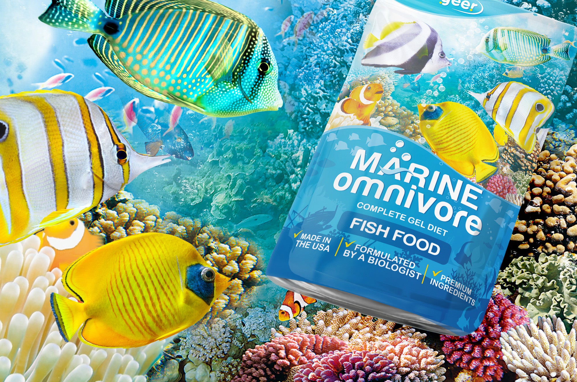 Marine Omnivore Fish Food Complete Saltwater Fish Gel Diet for Both Juveniles & Adults