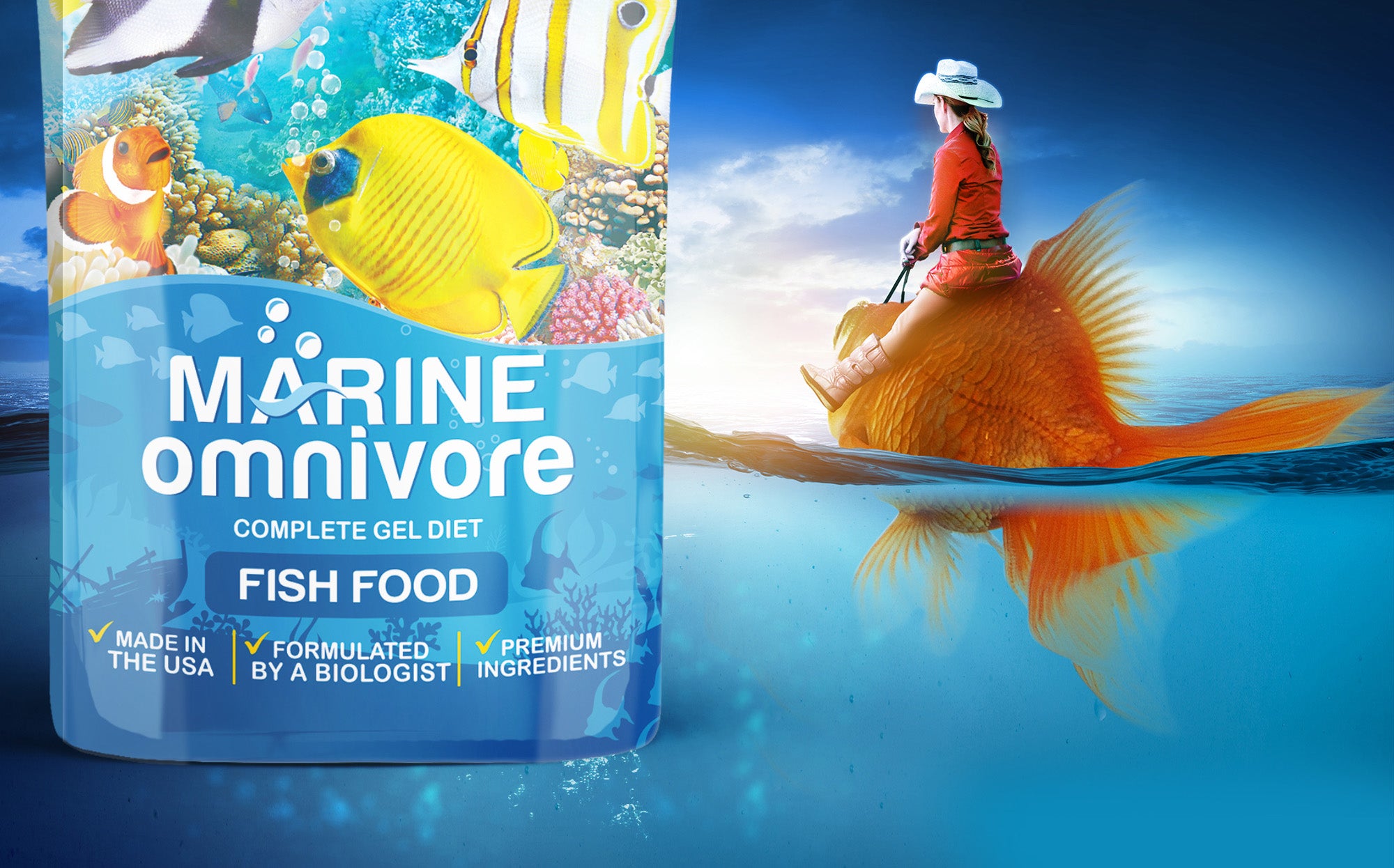 Marine Omnivore Fish Food Complete Saltwater Fish Gel Diet for Both Juveniles & Adults