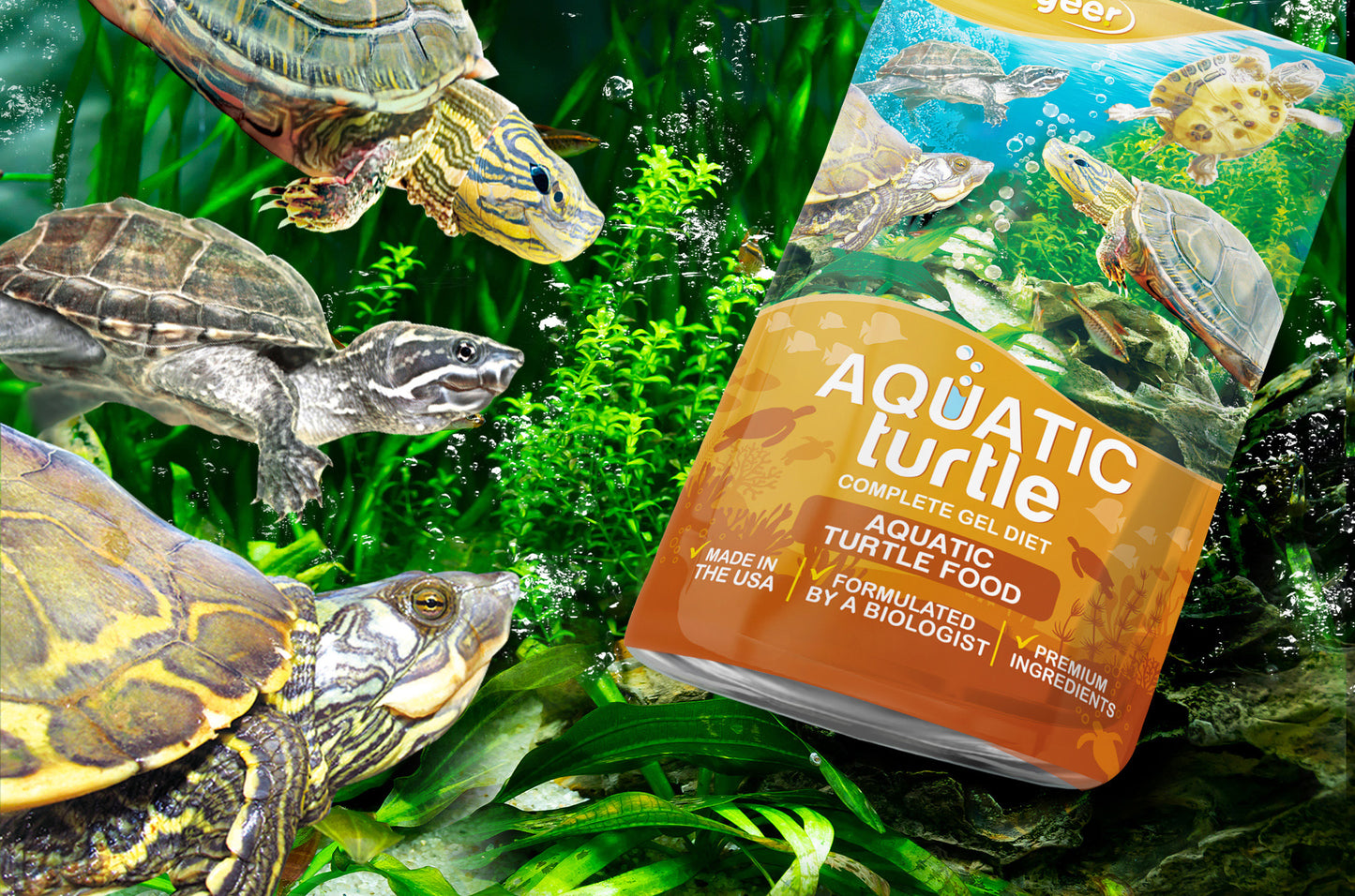 3oz Aquatic Turtle Food Complete Gel Diet for Hatchlings, Juveniles & Adults